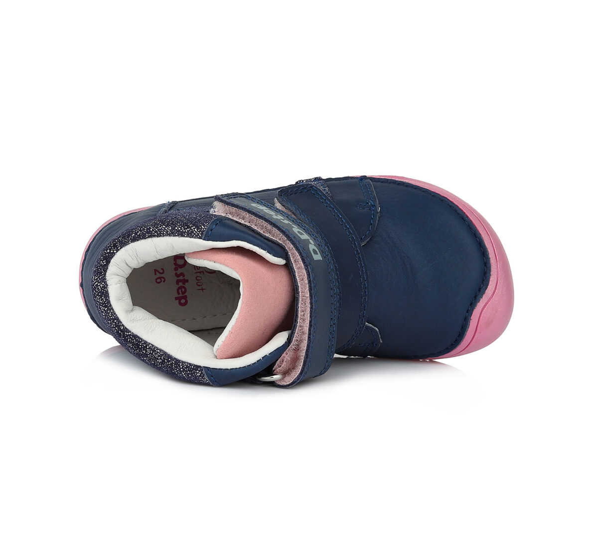 D.D.Step nahast k/s saapad Royal Blue, roosa tallaga D.D.Step - HellyK - Kvaliteetsed lasteriided, villariided, barefoot jalatsid