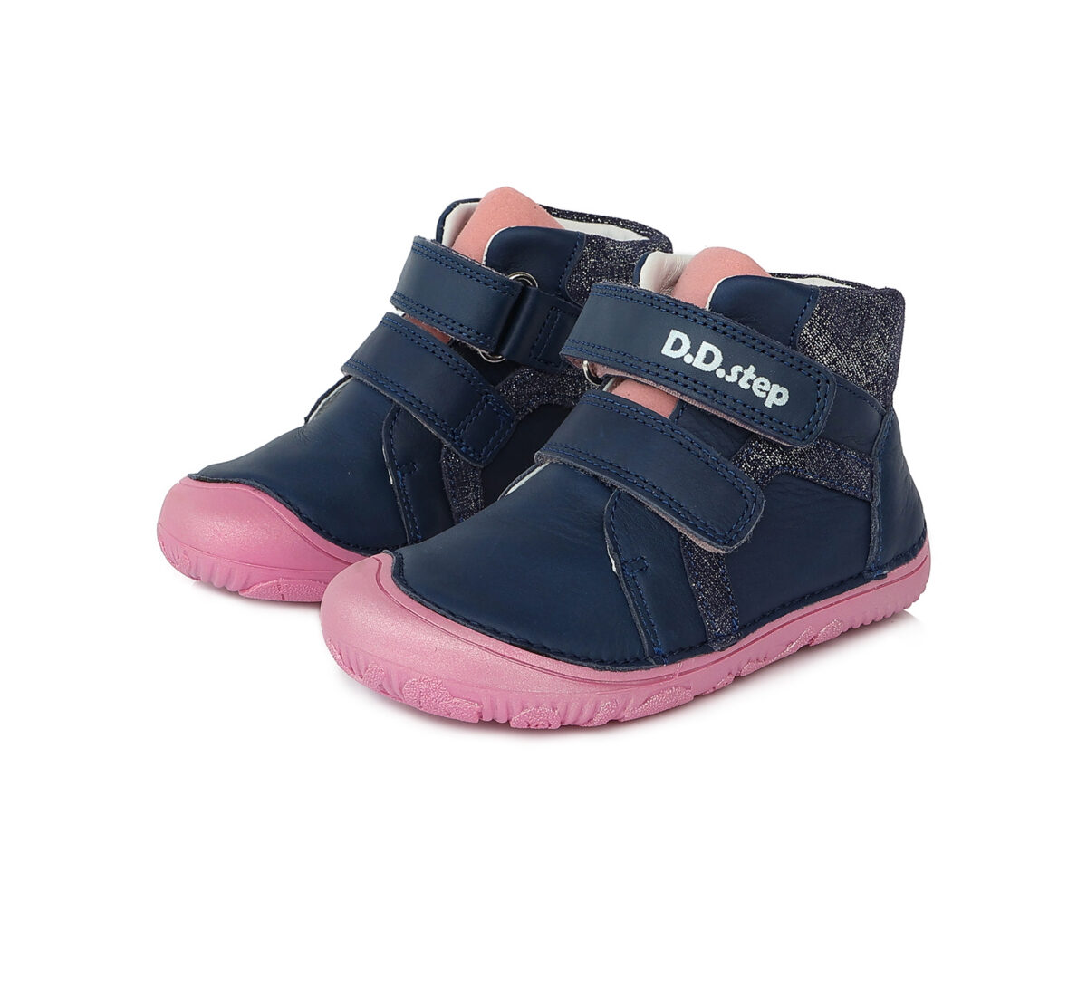 D.D.Step nahast k/s saapad Royal Blue, roosa tallaga D.D.Step - HellyK - Kvaliteetsed lasteriided, villariided, barefoot jalatsid