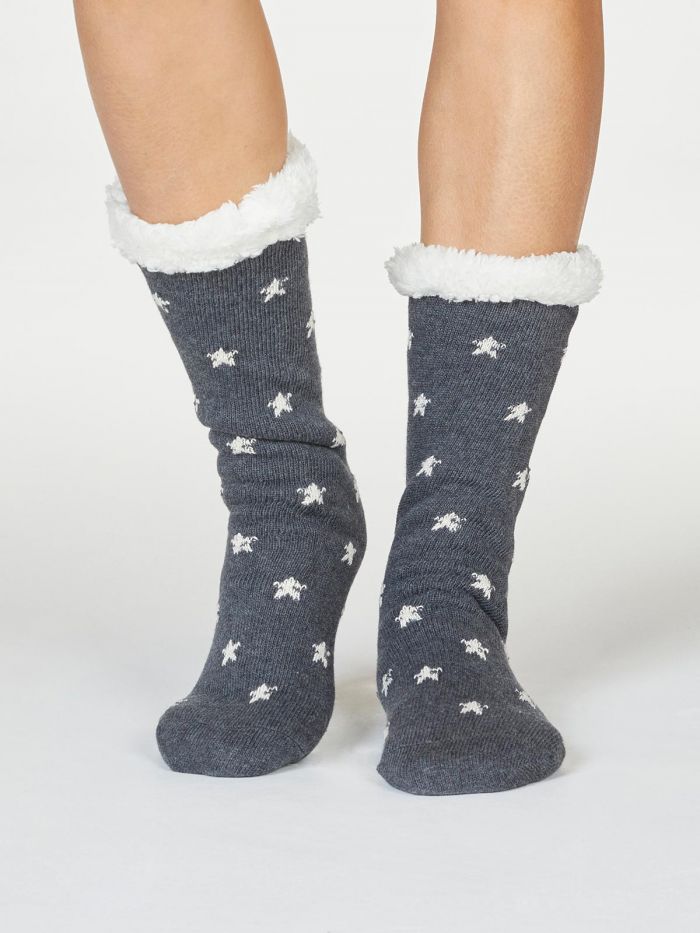 Thought paksud orgaanilisest puuvillast sokid, Brittany Cabin socks- Dark Grey Marl Thought - HellyK - Kvaliteetsed lasteriided, villariided, barefoot jalatsid