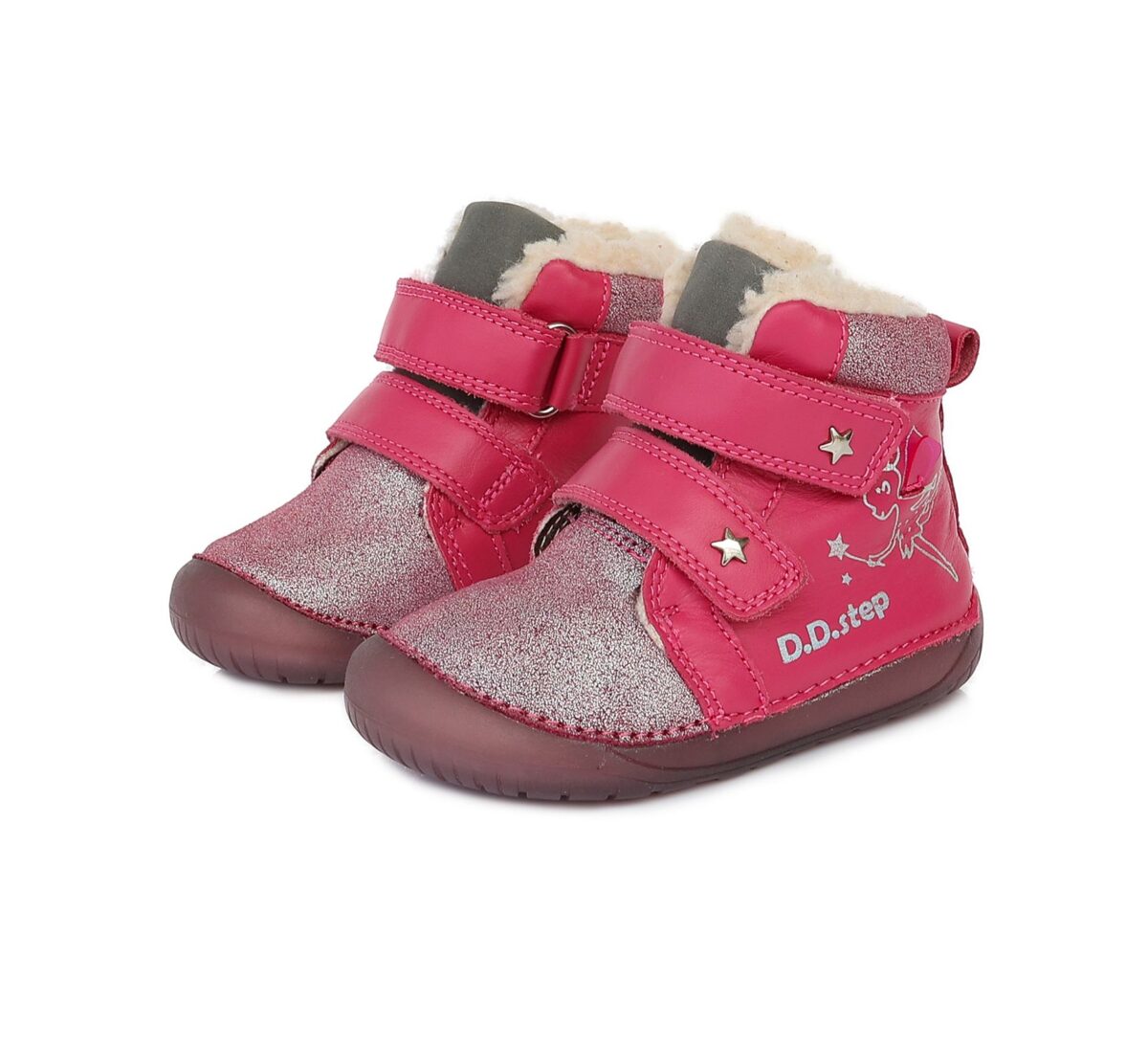 D.D.Step nahast talvesaapad, Dark Pink, Haldjas D.D.Step - HellyK - Kvaliteetsed lasteriided, villariided, barefoot jalatsid