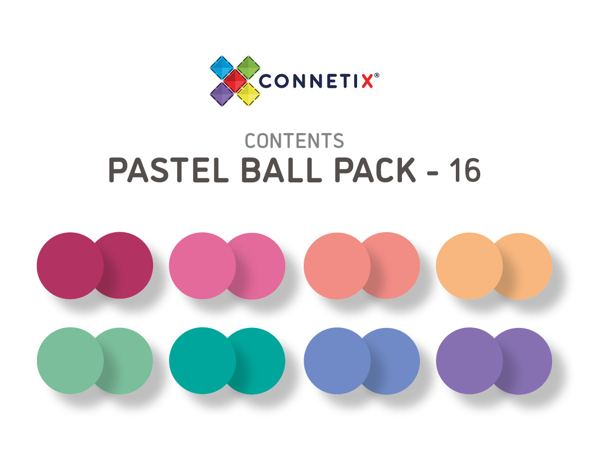 Connetix,16 tk Pastel Replacement Ball Pack CONNETIX magnetklotsid - HellyK - Kvaliteetsed lasteriided, villariided, barefoot jalatsid