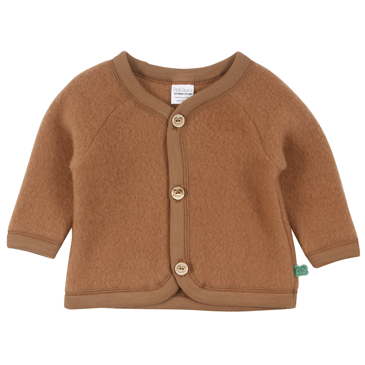 Fred´s World Wool fleece jacket, Almond Green Cotton - HellyK - Kvaliteetsed lasteriided, villariided, barefoot jalatsid