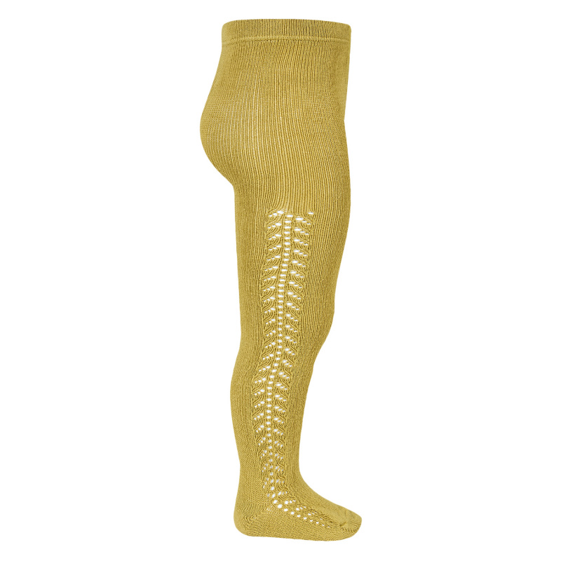 Condor side openwork warm tights, Mustard Lasteriided - HellyK - Kvaliteetsed lasteriided, villariided, barefoot jalatsid