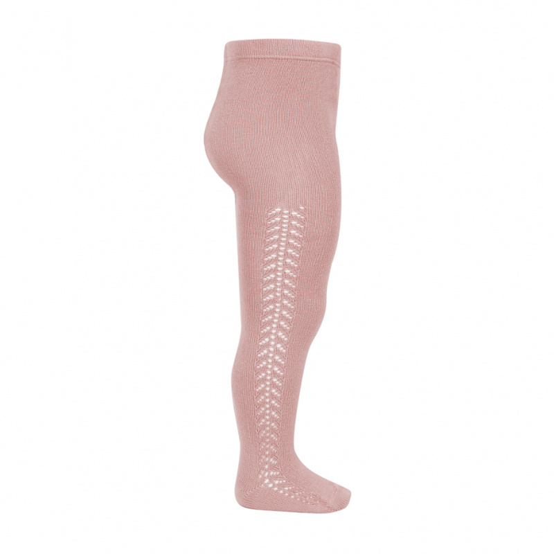 Condor side openwork warm tights, Pale Pink Lasteriided - HellyK - Kvaliteetsed lasteriided, villariided, barefoot jalatsid