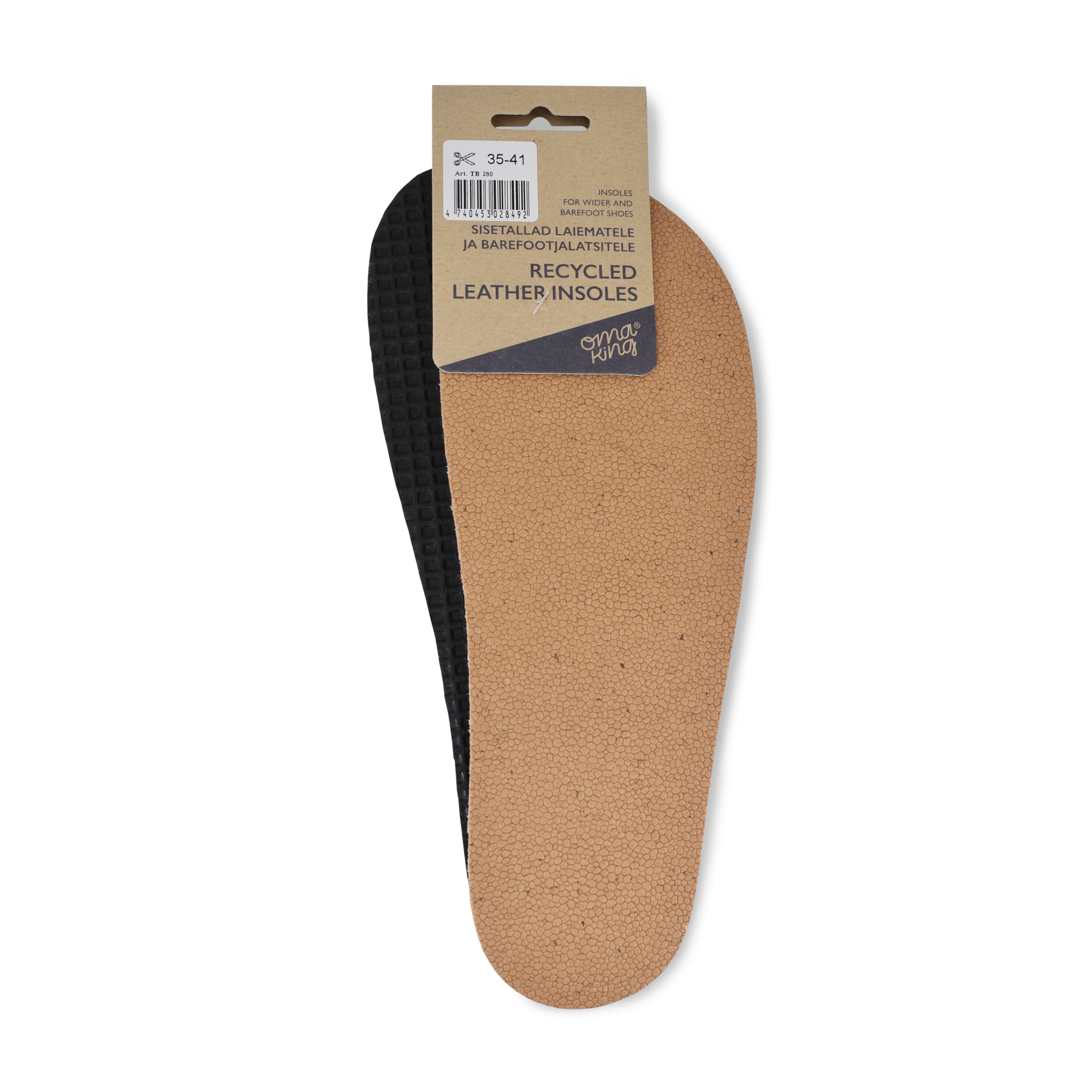 OmaKing Barefoot sisetald Recycled leather Hooldusvahendid ja kosmeetika - HellyK - Kvaliteetsed lasteriided, villariided, barefoot jalatsid
