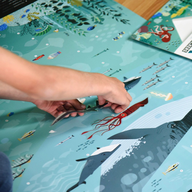 Poppik poster ja kleepsud Discovery “Ookean” Mänguasjad - HellyK - Kvaliteetsed lasteriided, villariided, barefoot jalatsid