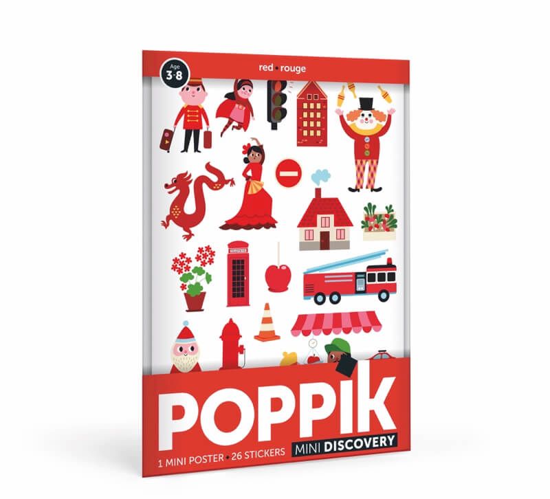 Poppik miniposter ja kleepsud “Punane” Mänguasjad - HellyK - Kvaliteetsed lasteriided, villariided, barefoot jalatsid
