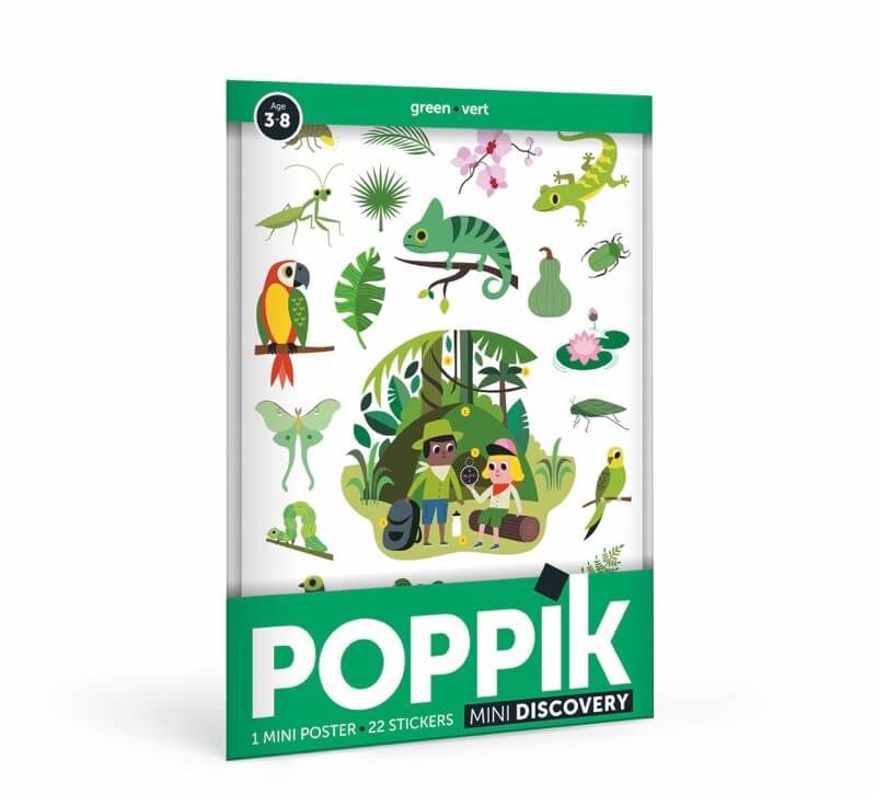 Poppik miniposter ja kleepsud “Roheline džungel” Mänguasjad - HellyK - Kvaliteetsed lasteriided, villariided, barefoot jalatsid