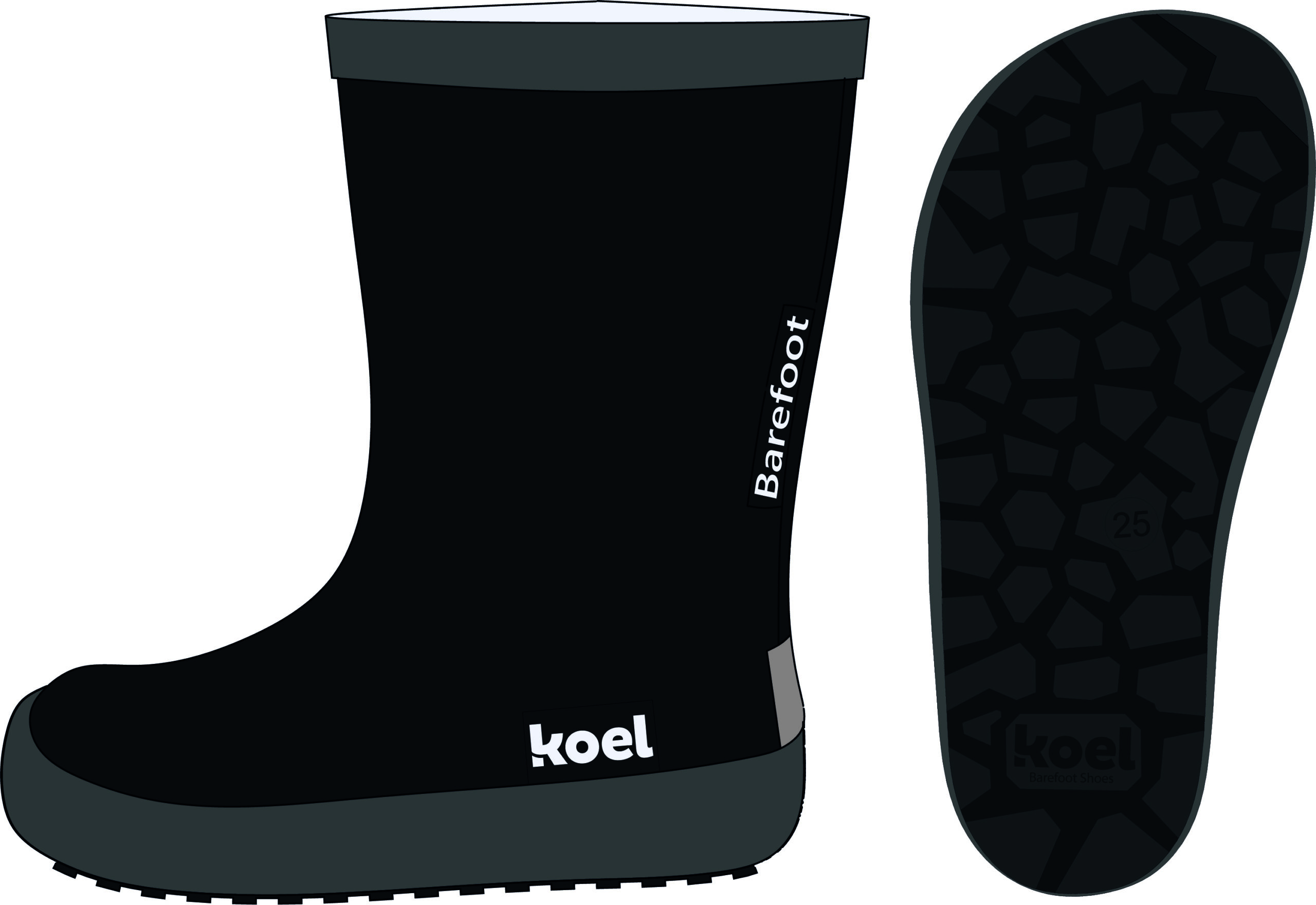 Koel4kids barefoot kummikud, Black- Iluvigadega Outlet jalatsid - HellyK - Kvaliteetsed lasteriided, villariided, barefoot jalatsid