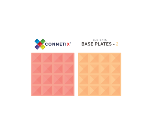 Connetix 2 Piece Base Plate Lemon & Peach Pack, alusplaadid Connetix magnetklotsid - HellyK - Kvaliteetsed lasteriided, villariided, barefoot jalatsid