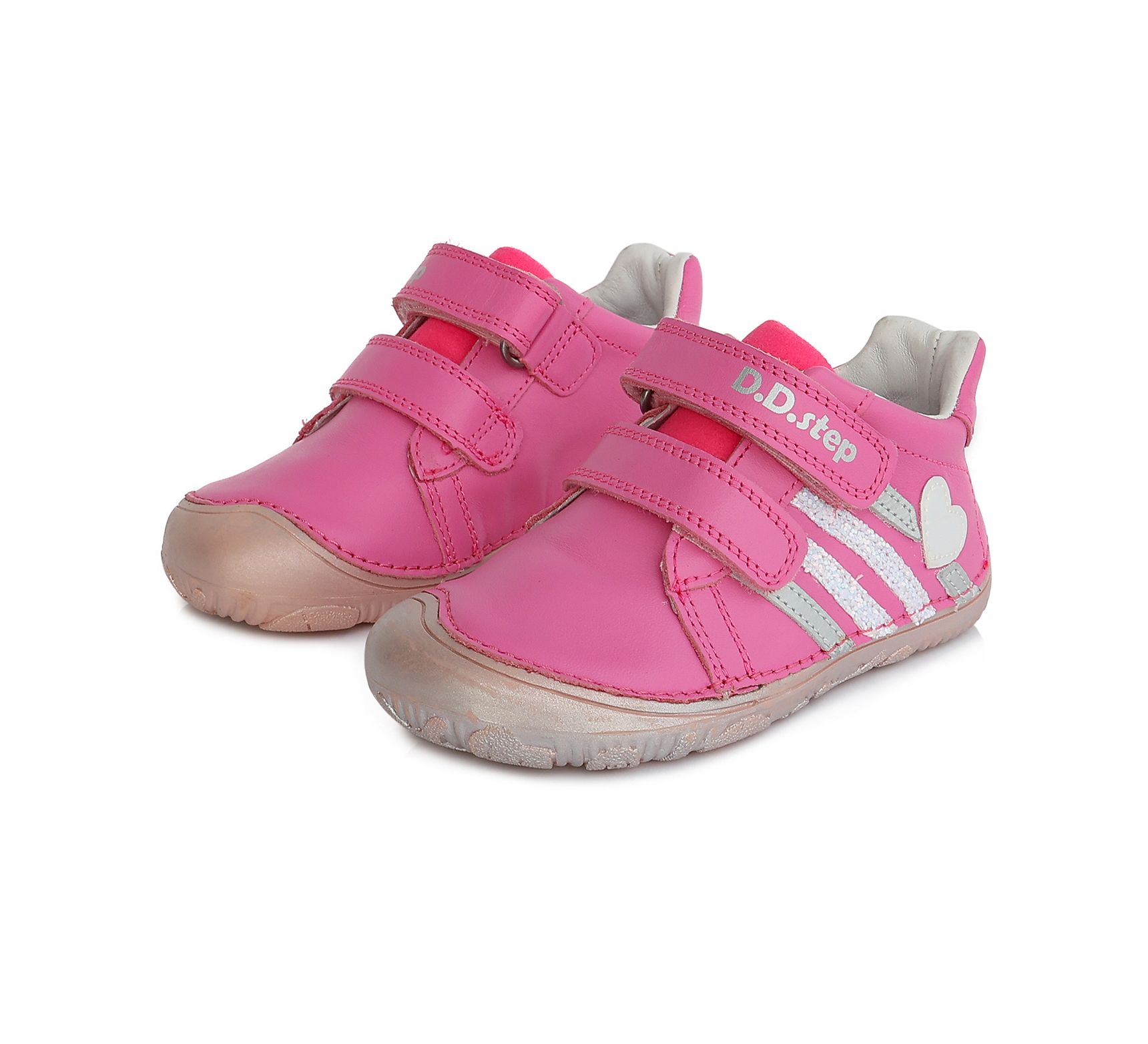 D.D.Step nahast tossud, Dark Pink- Süda 073 D.D.Step - HellyK - Kvaliteetsed lasteriided, villariided, barefoot jalatsid