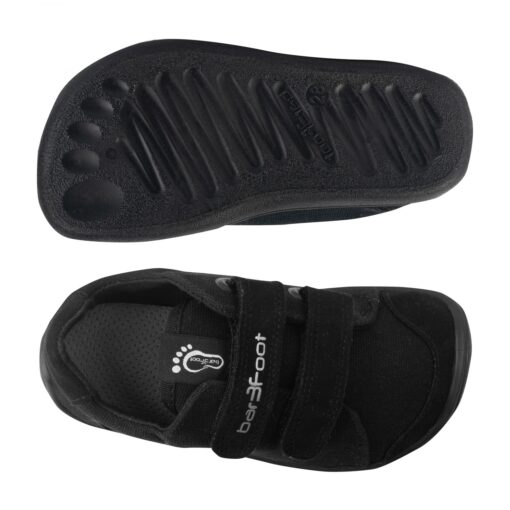 3F Bar3foot tekstiilist tossud- Must Laste barefoot jalatsid - HellyK - Kvaliteetsed lasteriided, villariided, barefoot jalatsid