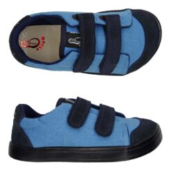 3F Bar3foot tekstiilist tossud- Blue/Black Laste barefoot jalatsid - HellyK - Kvaliteetsed lasteriided, villariided, barefoot jalatsid