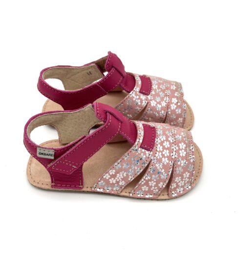 Ok Bare Miami sandaalid, Fuksia Lilled (G) Laste barefoot jalatsid - HellyK - Kvaliteetsed lasteriided, villariided, barefoot jalatsid