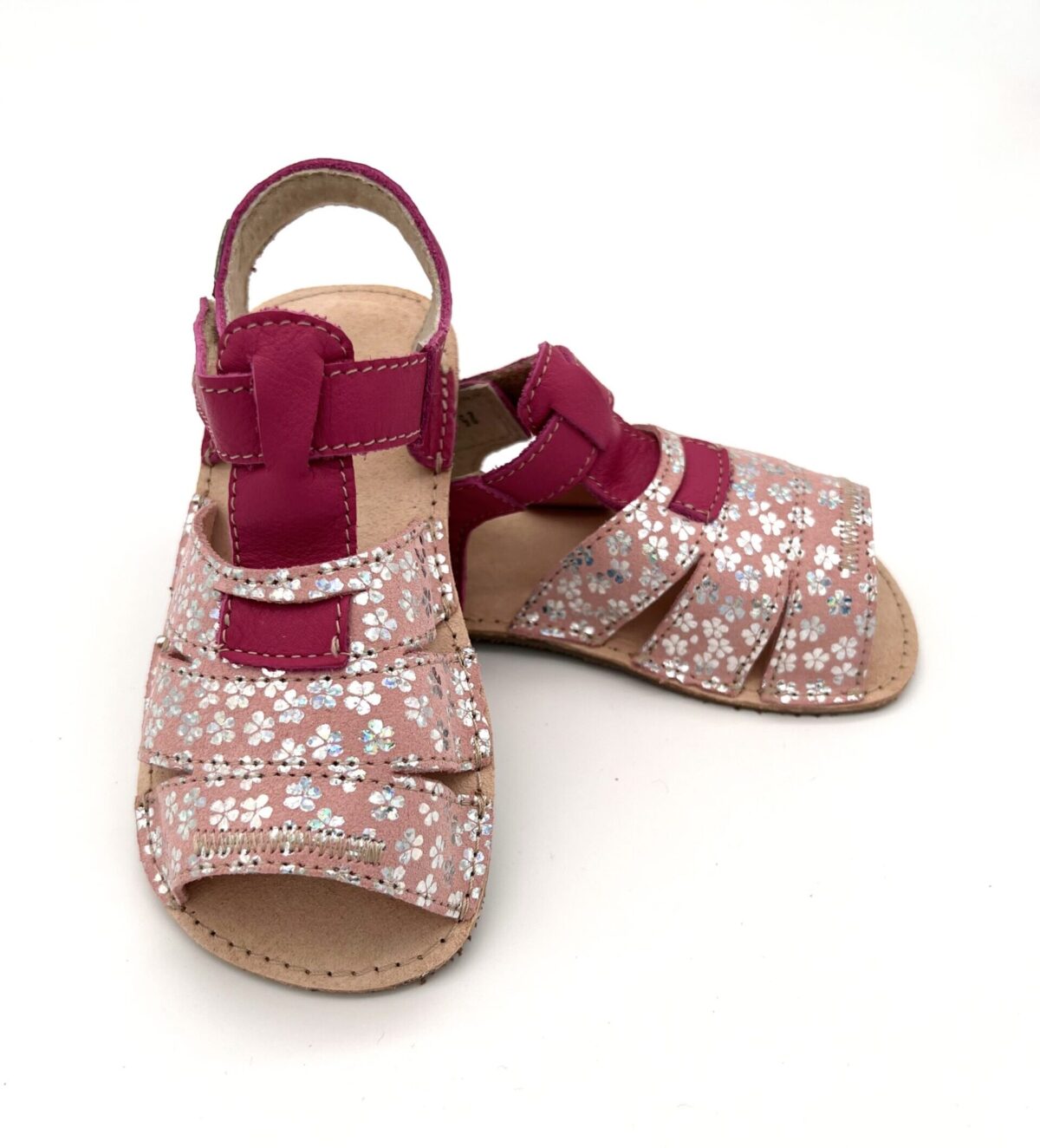 Ok Bare Miami sandaalid, Fuksia Lilled (H) Laste barefoot jalatsid - HellyK - Kvaliteetsed lasteriided, villariided, barefoot jalatsid