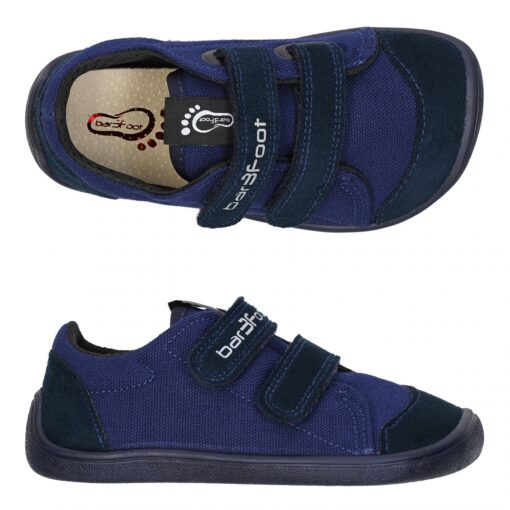 3F Bar3foot tekstiilist tossud- Navy Blue Laste barefoot jalatsid - HellyK - Kvaliteetsed lasteriided, villariided, barefoot jalatsid