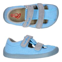 3F Bar3foot taaskasutatud tekstiilist sandaalid- Blue Laste barefoot jalatsid - HellyK - Kvaliteetsed lasteriided, villariided, barefoot jalatsid