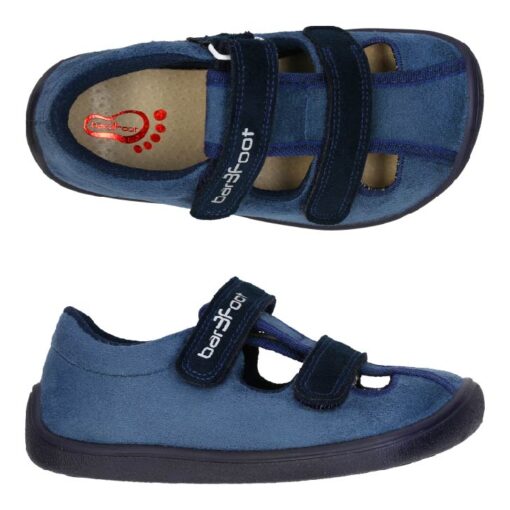 3F Bar3foot tekstiilist sandaalid- Navy Blue Laste barefoot jalatsid - HellyK - Kvaliteetsed lasteriided, villariided, barefoot jalatsid