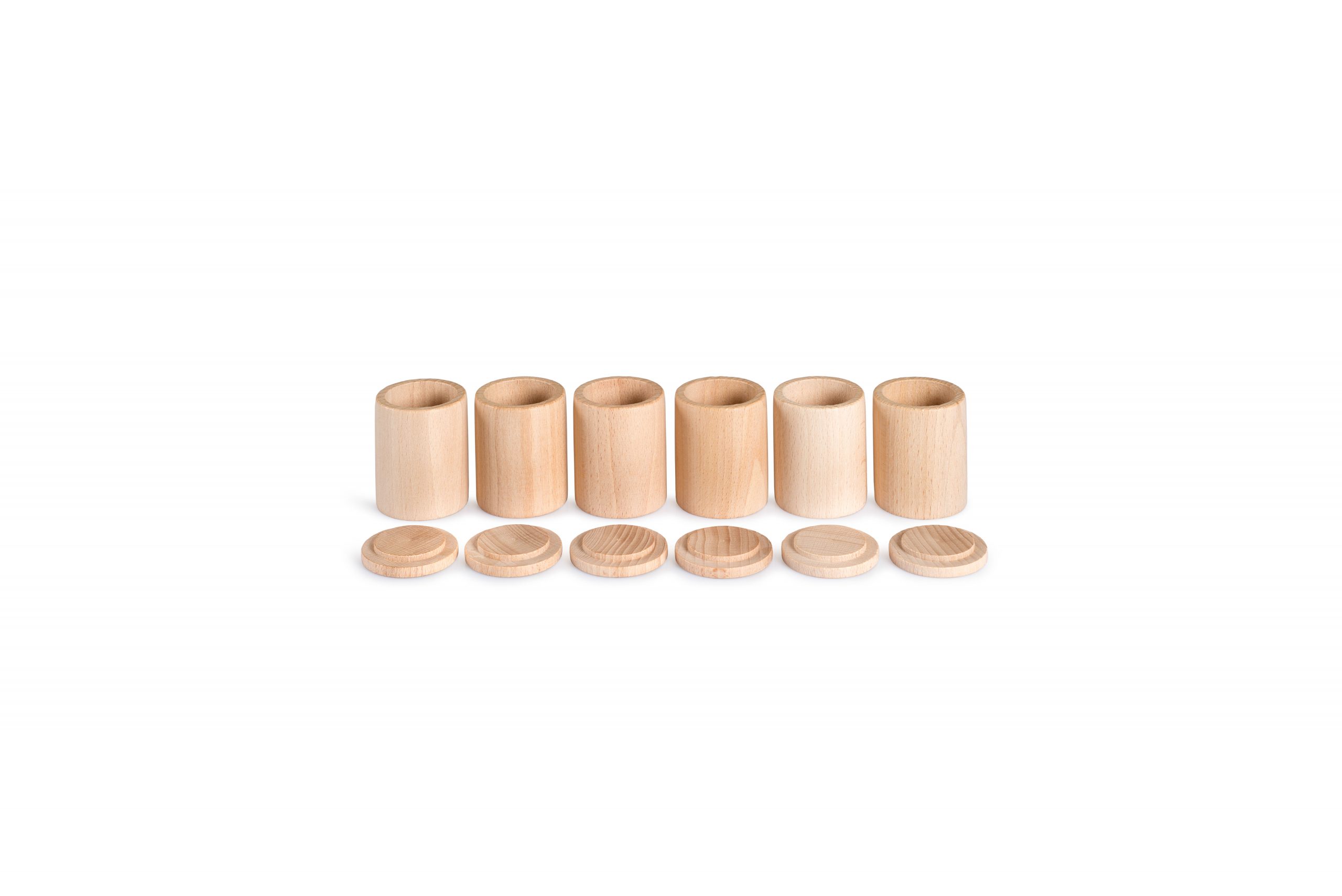Grapat 6 cups with lid- Naturaalne Grapat puidust mänguasjad - HellyK - Kvaliteetsed lasteriided, villariided, barefoot jalatsid