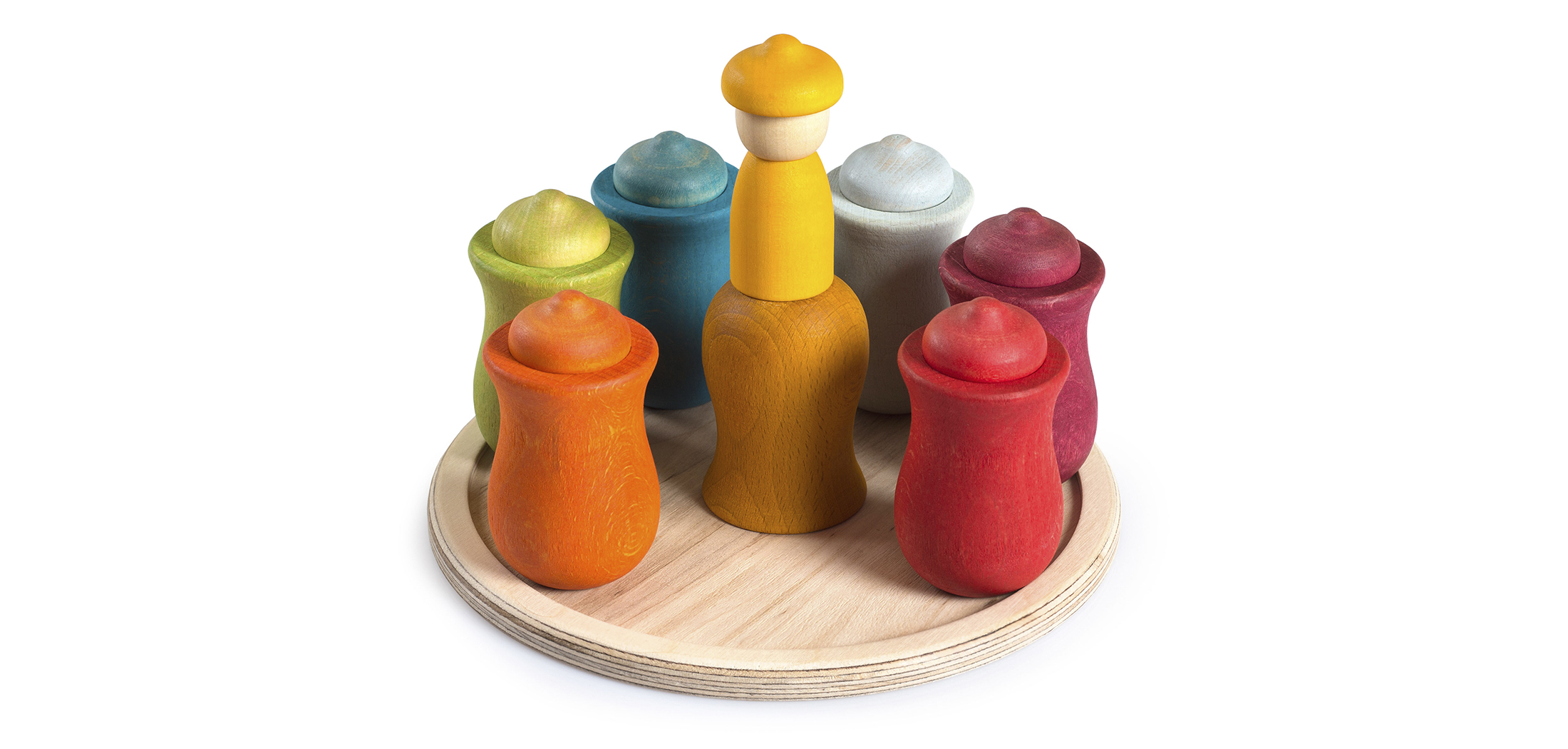 Grapat 6 Rainbow Dishes Grapat puidust mänguasjad - HellyK - Kvaliteetsed lasteriided, villariided, barefoot jalatsid