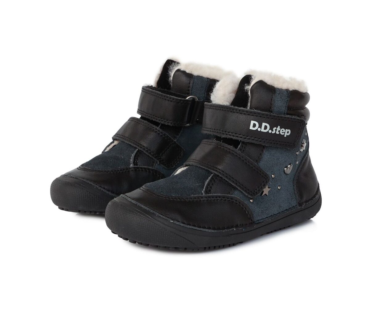 D.D.Step barefoot talvesaapad Black- Süda/Täht 063 D.D.Step - HellyK - Kvaliteetsed lasteriided, villariided, barefoot jalatsid