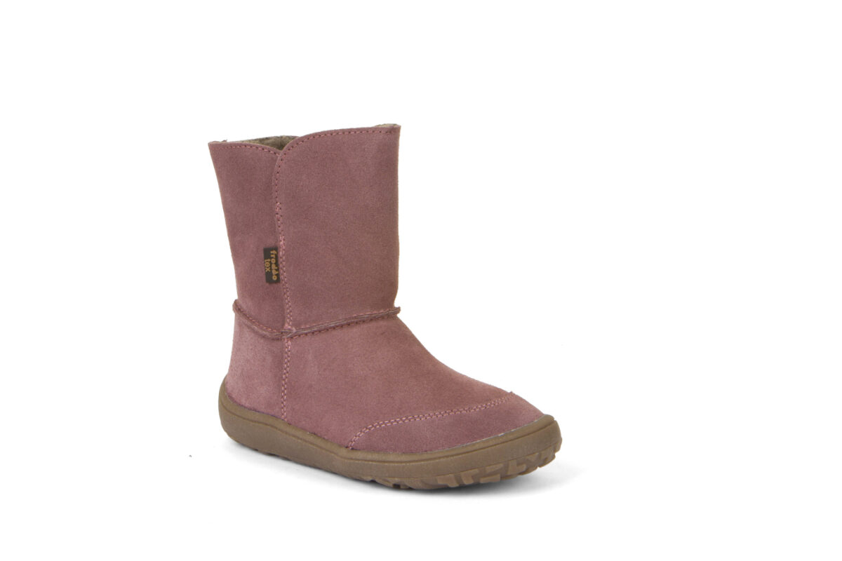 Froddo nahast talvesaapad BAREFOOT TEX SUEDE- Pink Laste barefoot jalatsid - HellyK - Kvaliteetsed lasteriided, villariided, barefoot jalatsid