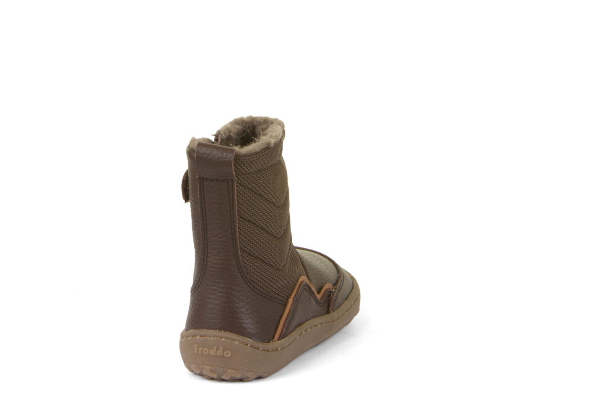 Froddo nahast barefoot talvesaapad- Brown Laste barefoot jalatsid - HellyK - Kvaliteetsed lasteriided, villariided, barefoot jalatsid