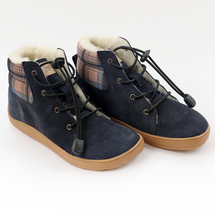 Tikki talvesaapad BEETLE- Blue Laste barefoot jalatsid - HellyK - Kvaliteetsed lasteriided, villariided, barefoot jalatsid