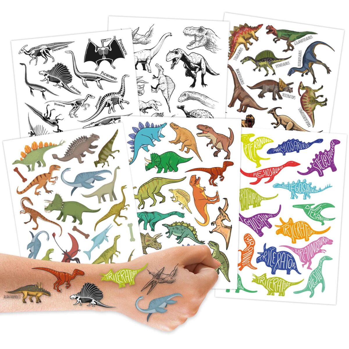 Papierdrachen ajutine tattoo, Dinosaurused, 100tk Ajutised tattood - HellyK - Kvaliteetsed lasteriided, villariided, barefoot jalatsid