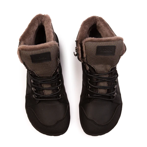 KoelMen Paul villase voodriga talvesaapad, Black Täiskasvanute barefoot jalatsid - HellyK - Kvaliteetsed lasteriided, villariided, barefoot jalatsid