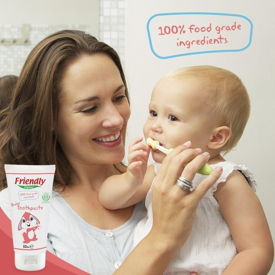 Friendly Organic 100% söödavatest koostisosadest orgaaniline beebide hambapasta 50 ml Hooldusvahendid ja tarvikud - HellyK - Kvaliteetsed lasteriided, villariided, barefoot jalatsid