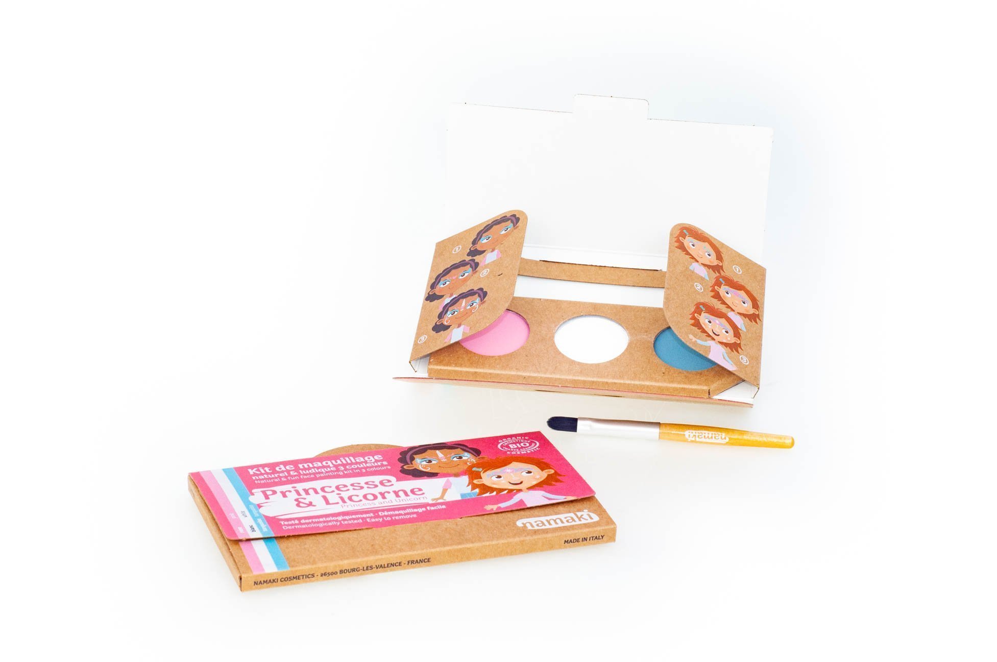 kit-de-maquillage-bio-Namaki-3-couleurs-Princesse-Licorne-contenu