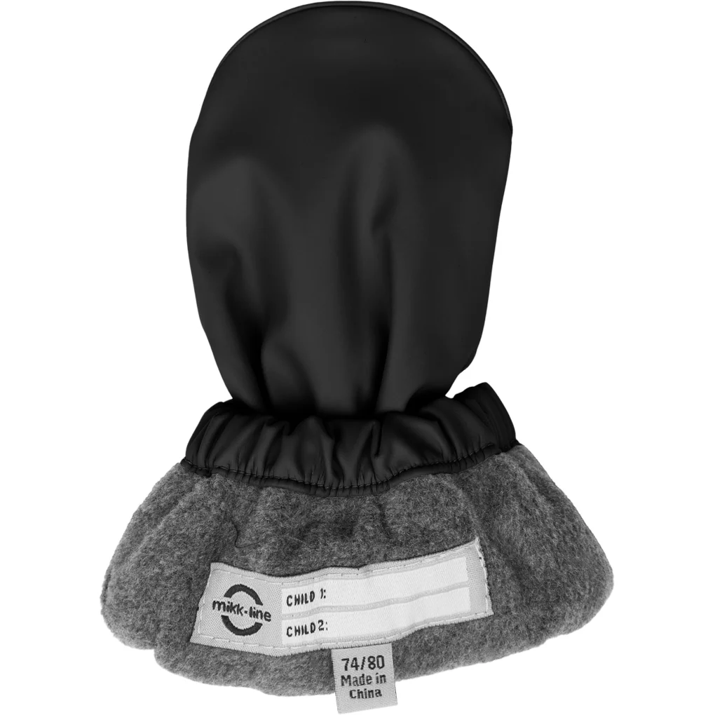 Mikk-Line sooja voodriga taaskasutusmaterjalidest vihmakindad, black Kindad - HellyK - Kvaliteetsed lasteriided, villariided, barefoot jalatsid