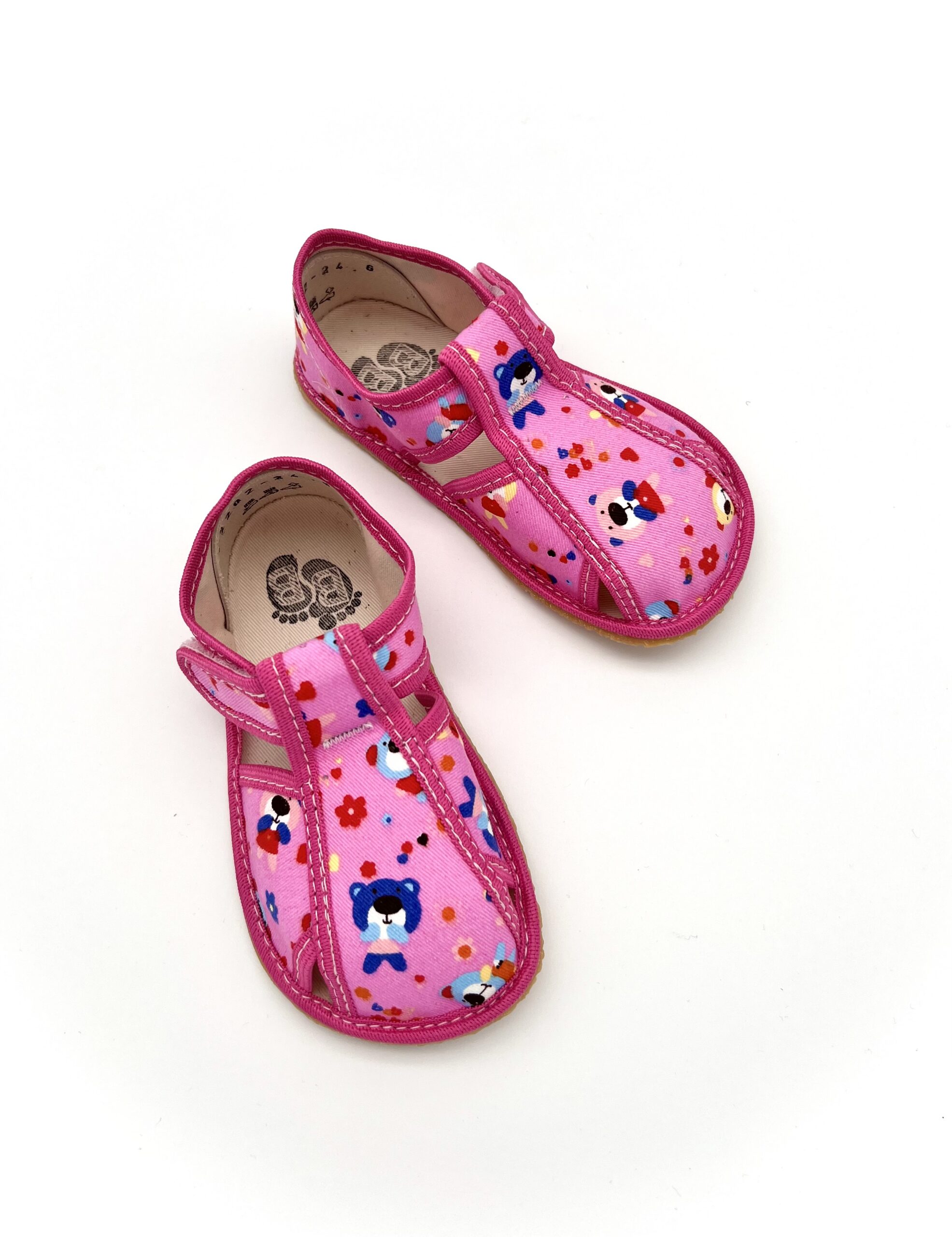 Baby Bare sisejalatsid Pink Deddy Laste barefoot jalatsid - HellyK - Kvaliteetsed lasteriided, villariided, barefoot jalatsid
