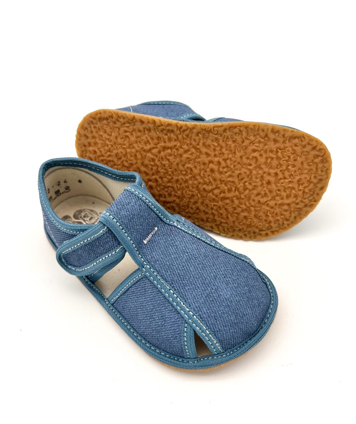Baby Bare sisejalatsid Denim Laste barefoot jalatsid - HellyK - Kvaliteetsed lasteriided, villariided, barefoot jalatsid