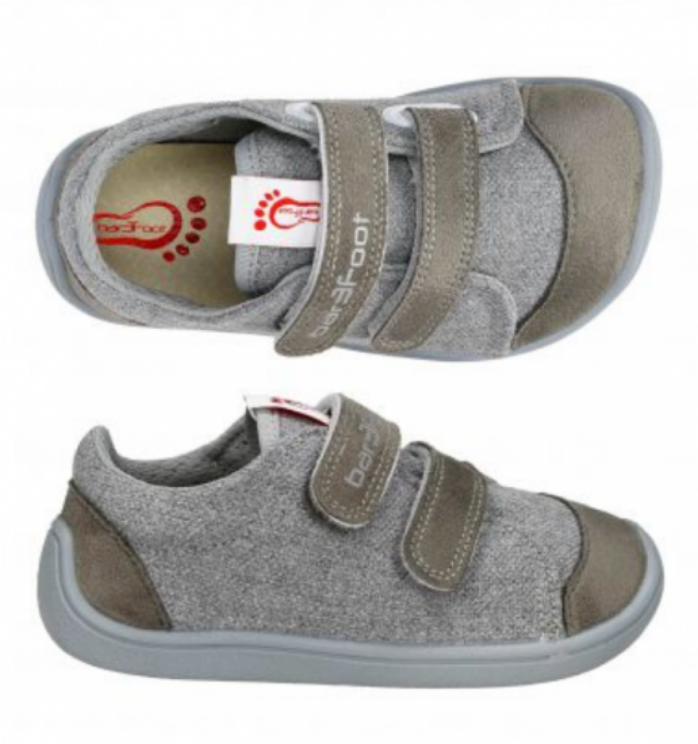 3F Bar3foot tekstiilist tossud-Grey /Grey Laste barefoot jalatsid - HellyK - Kvaliteetsed lasteriided, villariided, barefoot jalatsid