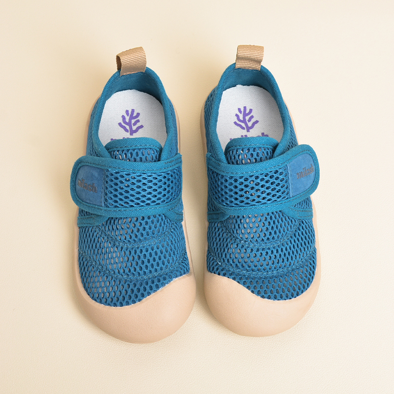 Milash võrktekstiilist tennised FUN- Sinine Laste barefoot jalatsid - HellyK - Kvaliteetsed lasteriided, villariided, barefoot jalatsid