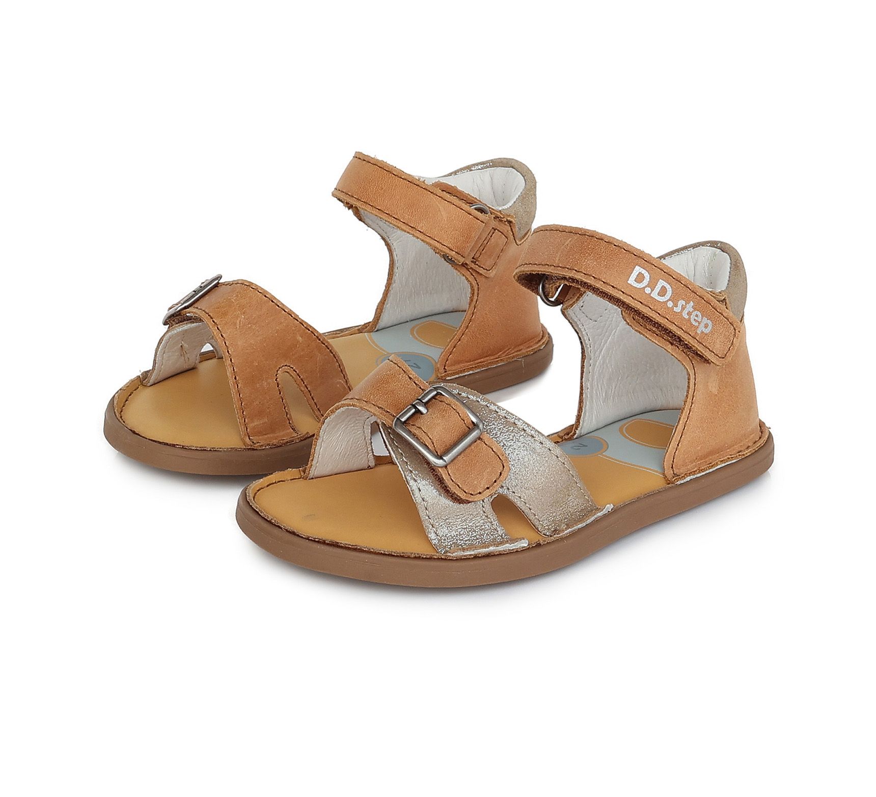 D.D.Step nahast lahtised sandaalid kinnise kannaga, Bronze D.D.Step - HellyK - Kvaliteetsed lasteriided, villariided, barefoot jalatsid