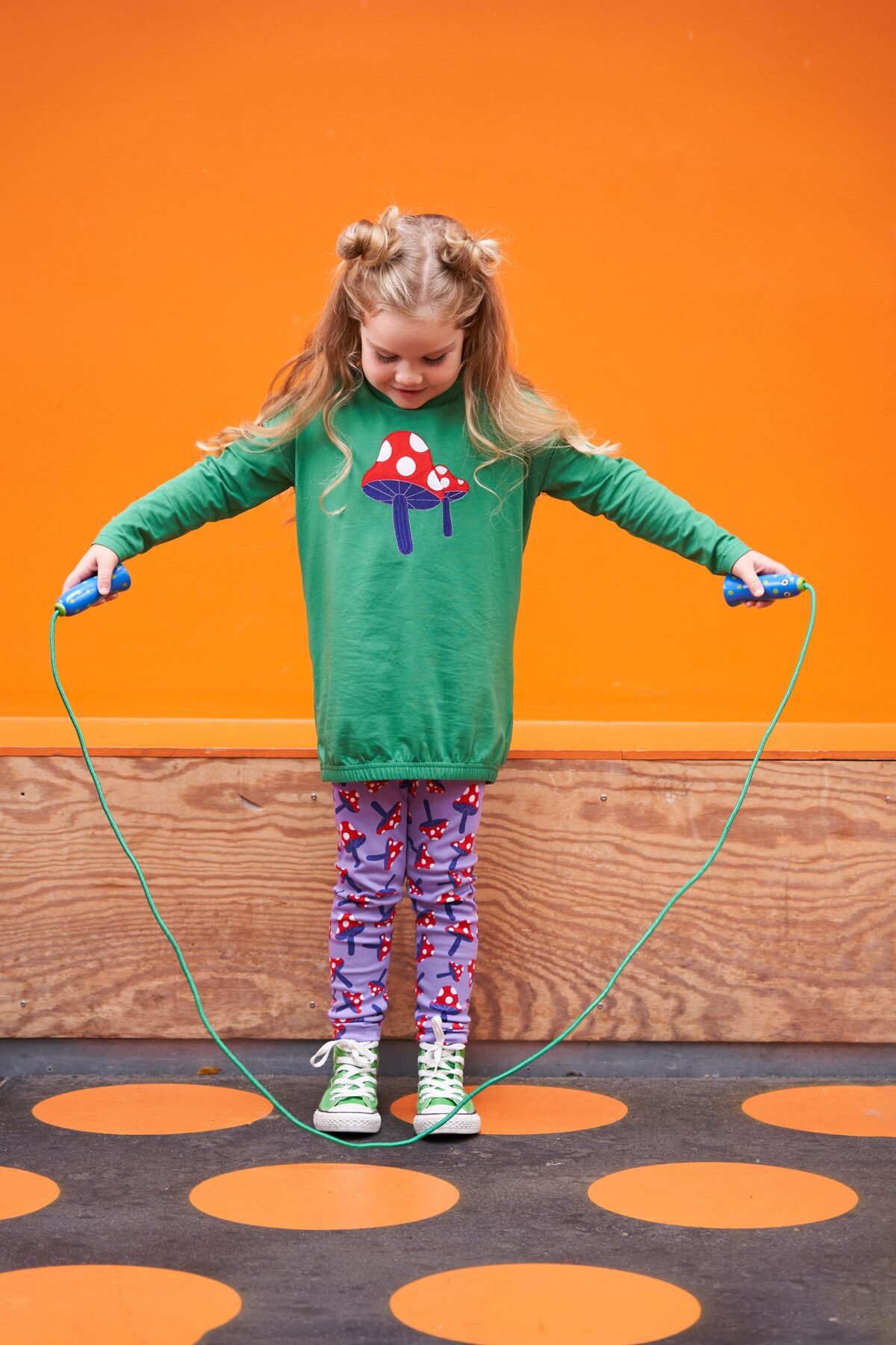 Fred’s World Mushroom leggings, Paisley/Energy blue/Lollipop Green Cotton - HellyK - Kvaliteetsed lasteriided, villariided, barefoot jalatsid