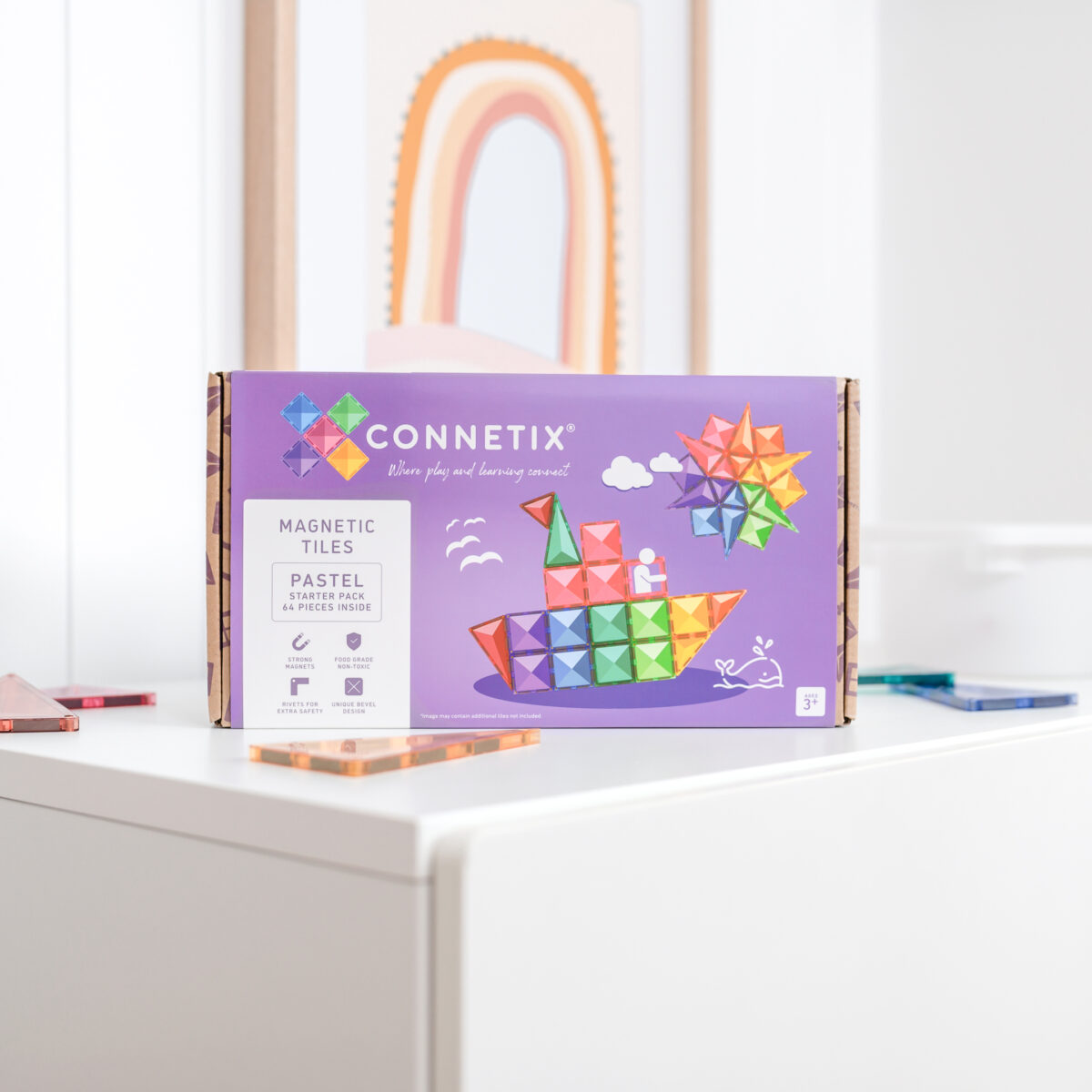 Connetix Pastel Starter Pack 64 pc CONNETIX magnetklotsid - HellyK - Kvaliteetsed lasteriided, villariided, barefoot jalatsid