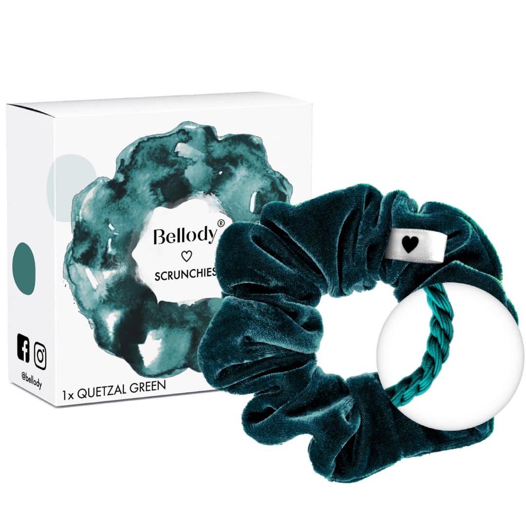 Bellody juuksekumm Scrunchie- Quetzal Green Hooldusvahendid ja kosmeetika - HellyK - Kvaliteetsed lasteriided, villariided, barefoot jalatsid