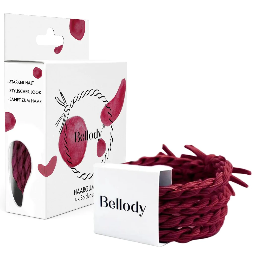 Bellody juuksekummid 4 tk- Bordeaux Red Hooldusvahendid ja kosmeetika - HellyK - Kvaliteetsed lasteriided, villariided, barefoot jalatsid