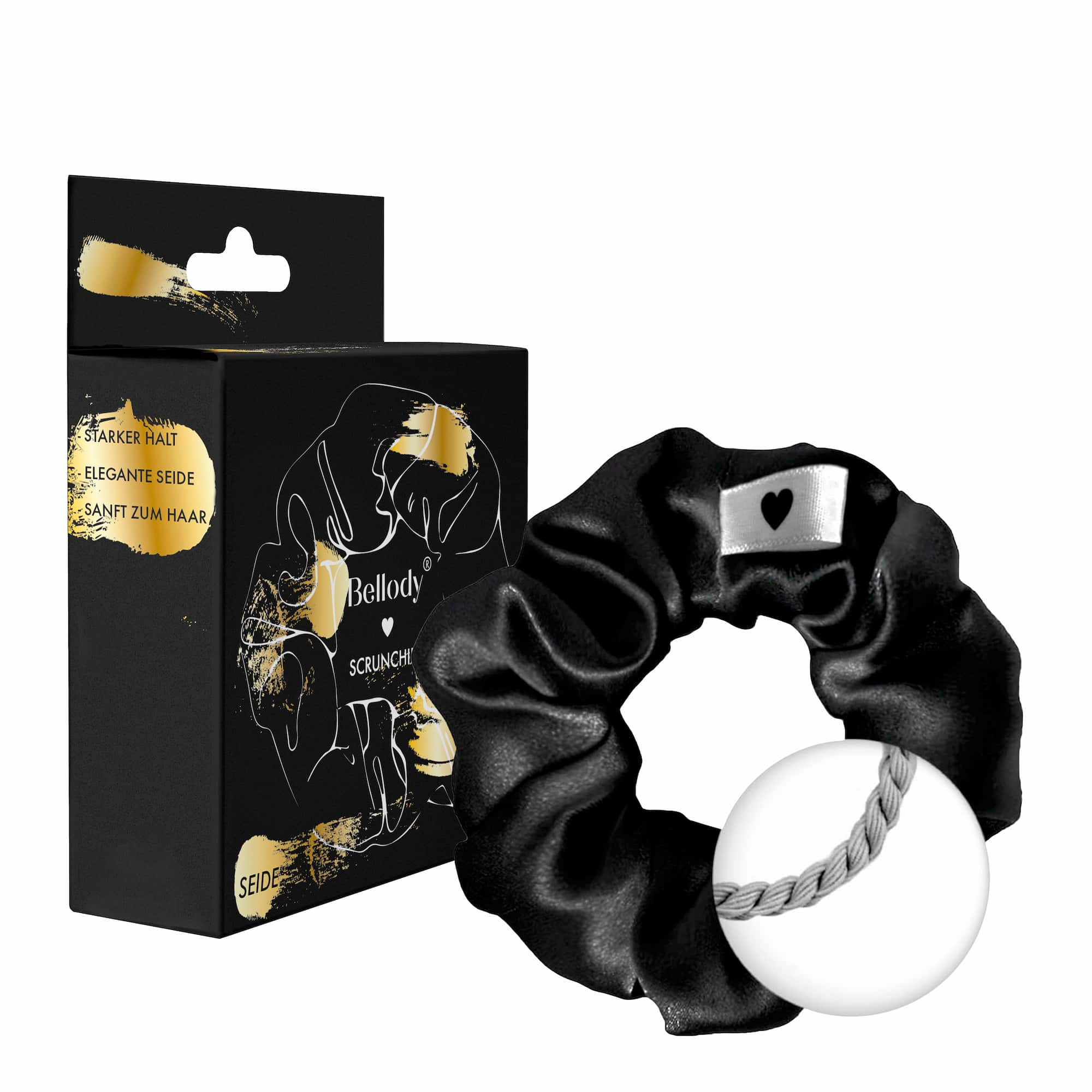 Bellody siidist juuksekumm Scrunchie- Classic Black Hooldusvahendid, kosmeetika ja aksessuaarid - HellyK - Kvaliteetsed lasteriided, villariided, barefoot jalatsid