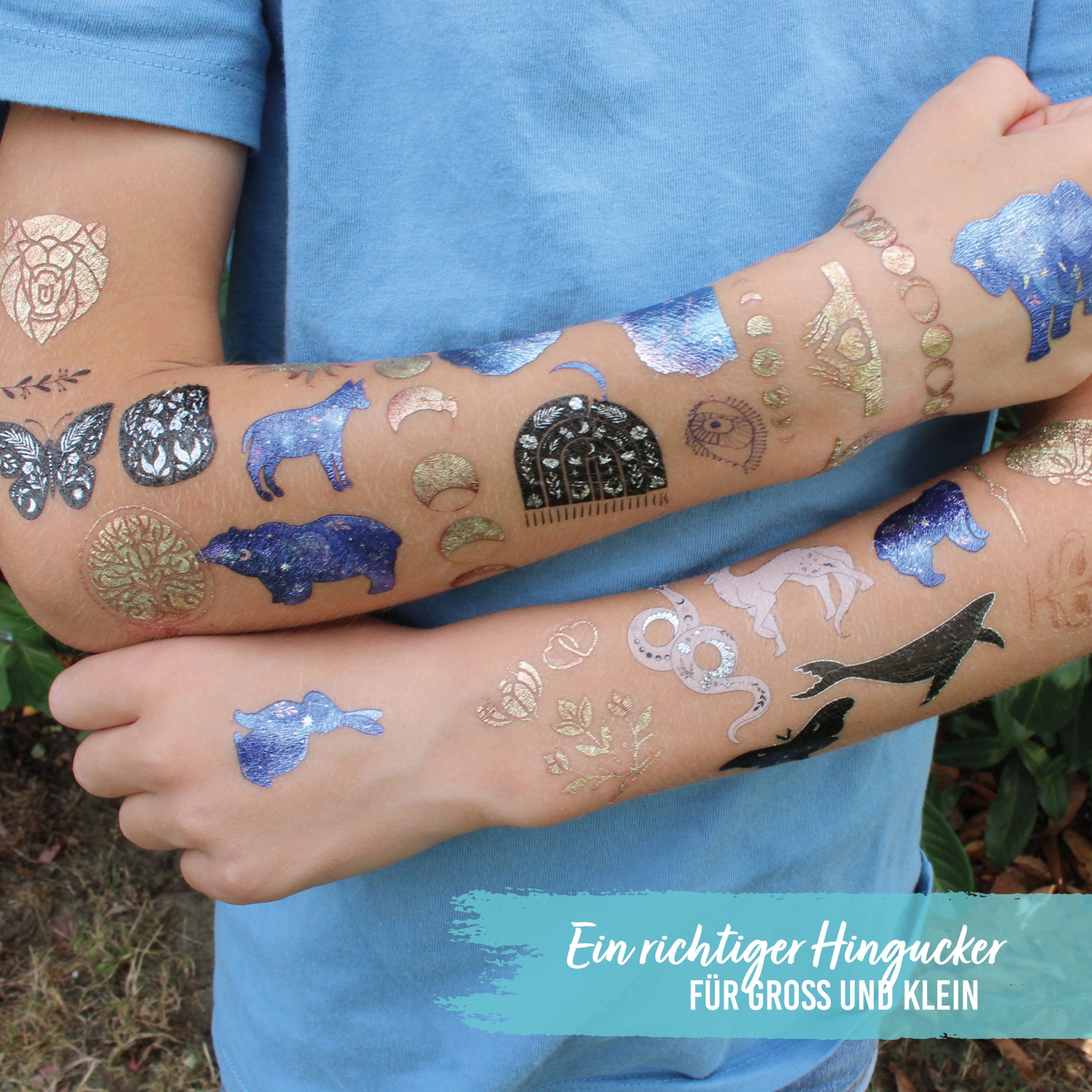 Papierdrachen ajutine tattoo- Päike, kuu ja tähed Ajutised tattood - HellyK - Kvaliteetsed lasteriided, villariided, barefoot jalatsid