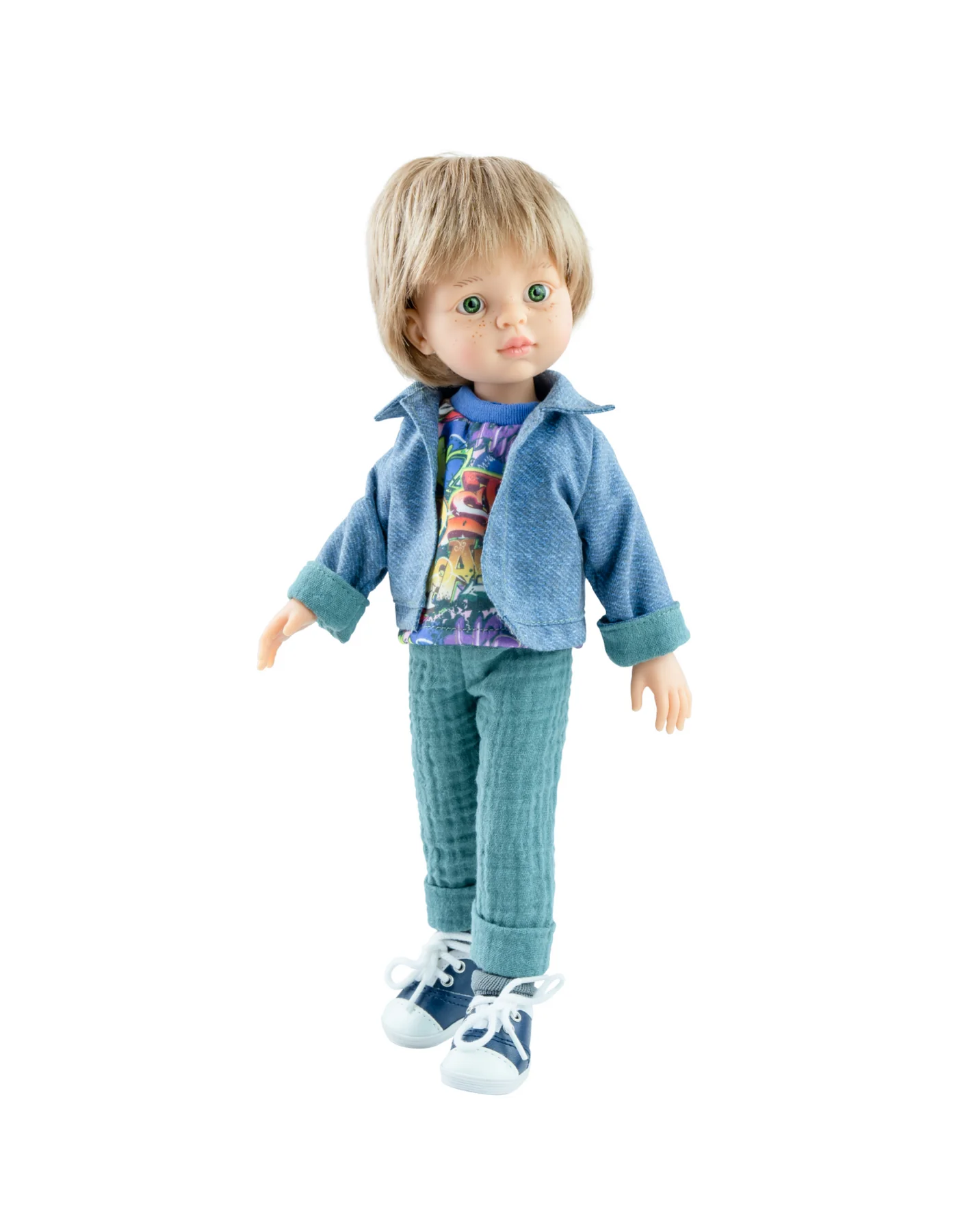 Paola Reina 32cm Las Amigas poiss nukk Luis, sinise jakiga Mänguasjad - HellyK - Kvaliteetsed lasteriided, villariided, barefoot jalatsid