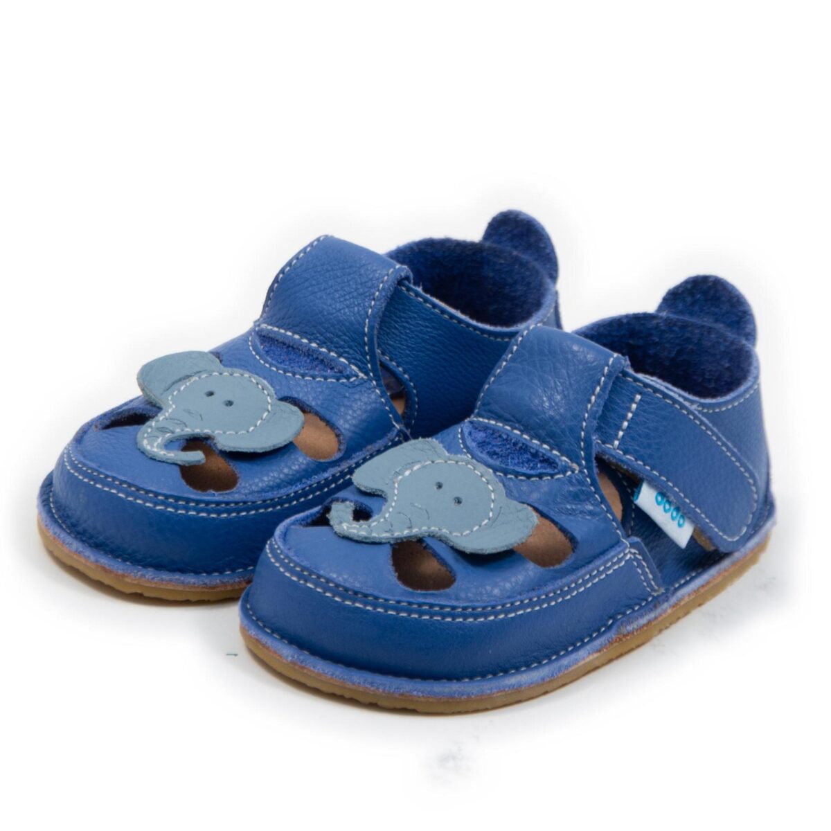 Dodo nahast barefoot sandaalid ELEVANT/ Albastru Laste barefoot jalatsid - HellyK - Kvaliteetsed lasteriided, villariided, barefoot jalatsid