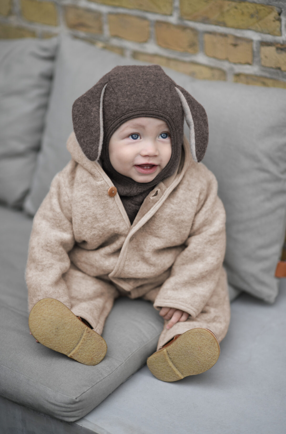 HUTTEliHUT Pixie Pram Suit, Cocoa Brown Paksud villased kombed - HellyK - Kvaliteetsed lasteriided, villariided, barefoot jalatsid