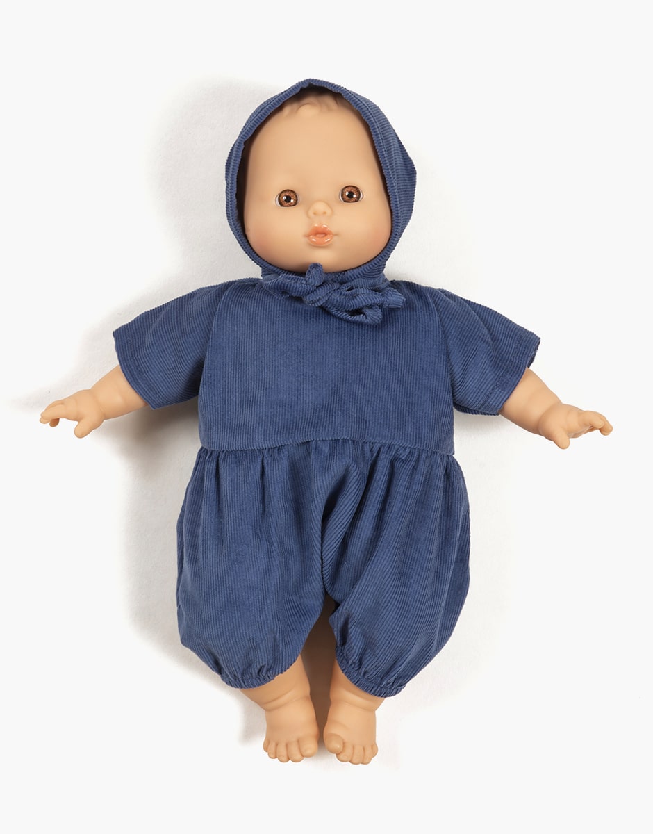 Minikane® Babies Noa velvetist romper ja beebimüts, Dark Blue Mänguasjad - HellyK - Kvaliteetsed lasteriided, villariided, barefoot jalatsid