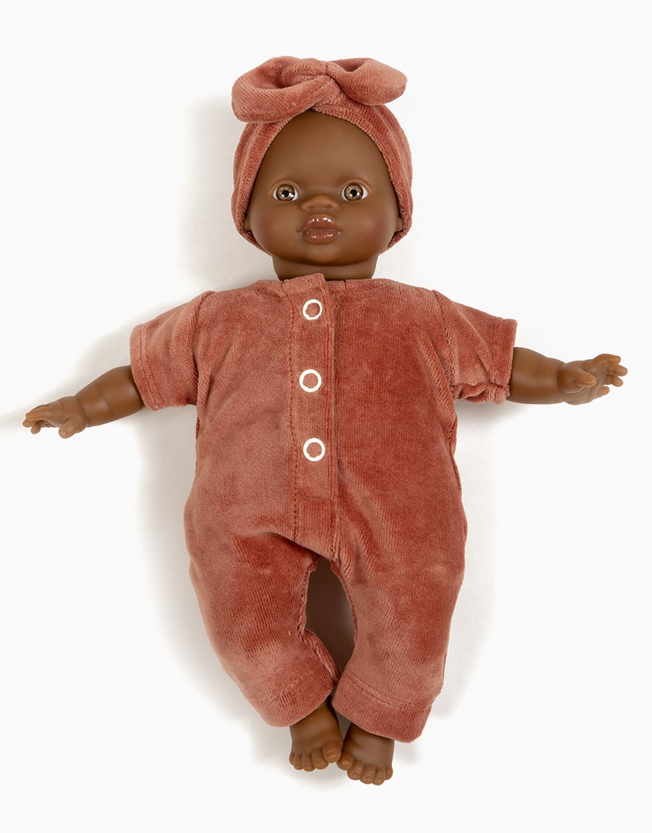 Minikane® Babies Lili plüüsist romper ja peapael, Marsala Mänguasjad - HellyK - Kvaliteetsed lasteriided, villariided, barefoot jalatsid