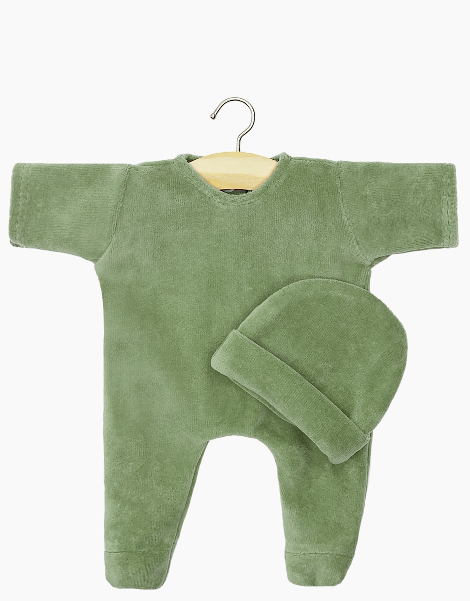 Minikane® Babies veluurkombe ja müts, Verte Mänguasjad - HellyK - Kvaliteetsed lasteriided, villariided, barefoot jalatsid